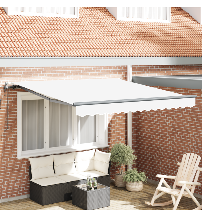 Auvent rétractable automatique blanc 350x250 cm, Tissu de rechange pour auvent 3.5x2.5 m cadre blanc | Mobilier & Déco