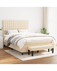 Sommier à lattes de lit avec matelas Crème 140x200 cm Tissu | Mobilier & Déco