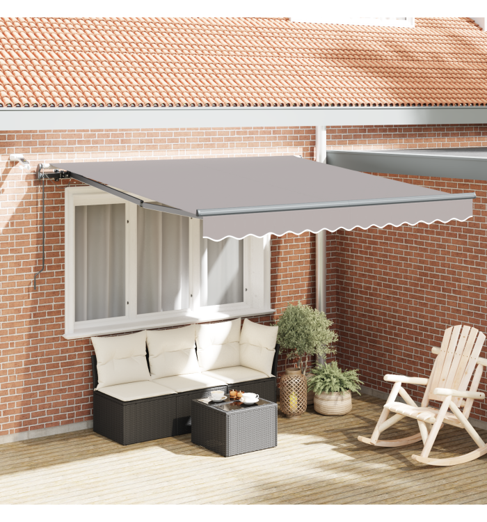 Auvent rétractable automatique avec LED Gris clair 350x250 cm, Tissu de remplacement pour auvent 3.5x2.5 m Gris clair | Mobili