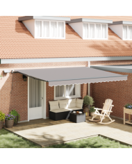 Auvent Rétractable Manuel avec Lumière Gris Clair 450x300 cm, Tissu de Remplacement pour Auvent 4,5x3 m Cadre Gris Clair | Mob