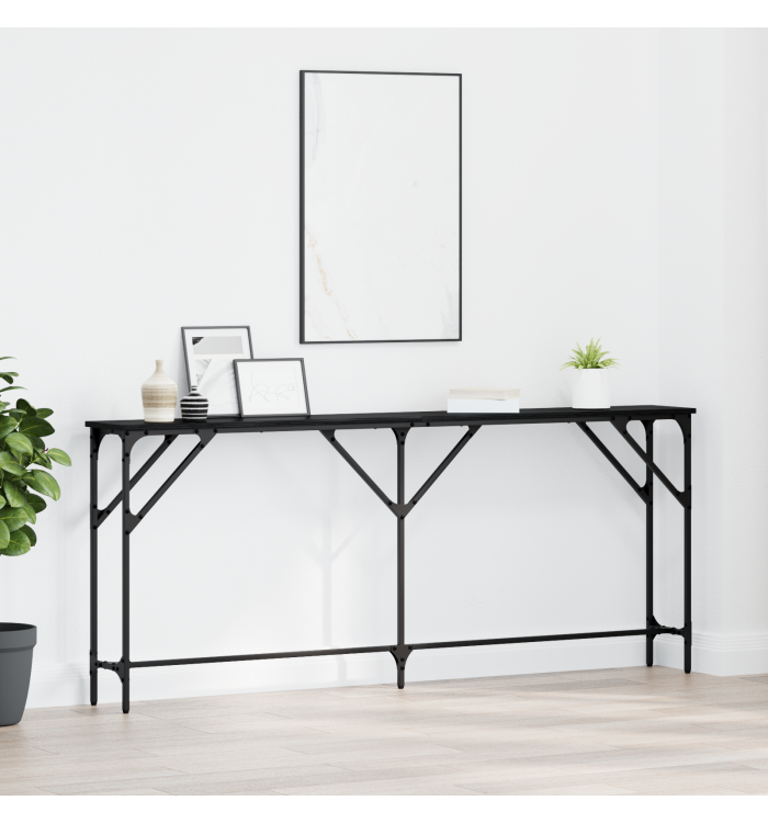 Table Console Chêne Noir 180x23x75 cm Bois Ingénierie | Mobilier & Déco