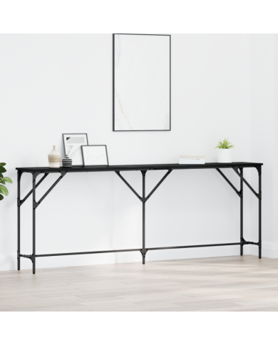 Table Console Chêne Noir 200x29x75 cm Bois d'ingénierie | Mobilier & Déco