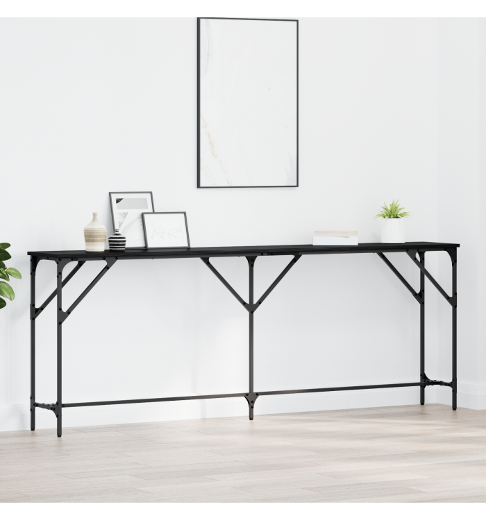 Table Console Chêne Noir 200x29x75 cm Bois d'ingénierie | Mobilier & Déco