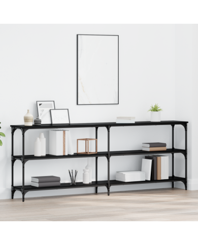 Table Console Chêne Noir 200x29x75 cm Bois d'ingénierie | Mobilier & Déco