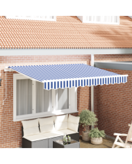 Tissu de remplacement de store pour cadre de 3,5 m x 2 m bleu et blanc | Mobilier & Déco