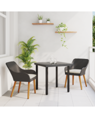 Ensemble de jardin 3 pièces en rotin poly noir | Mobilier & Déco