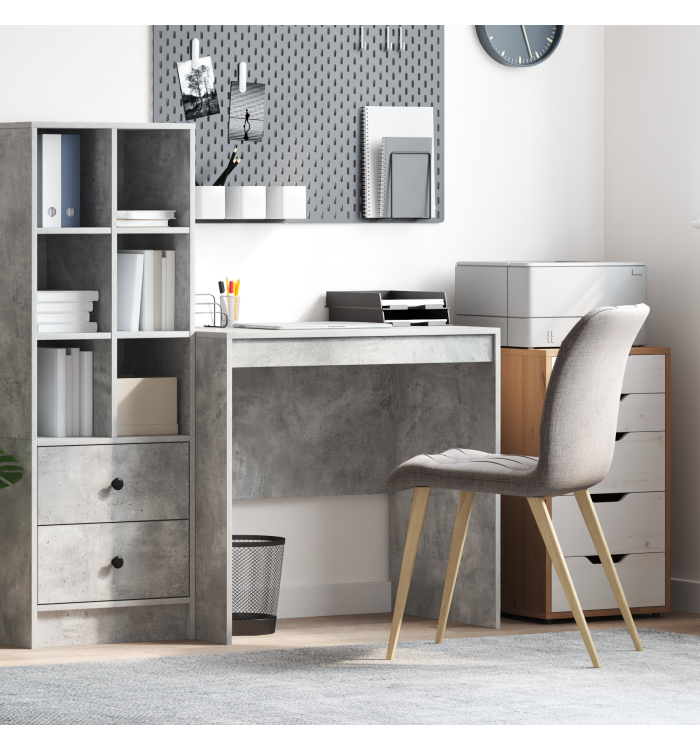 Bureau en béton gris 80x50x76 cm en bois d'ingénierie | Mobilier & Déco