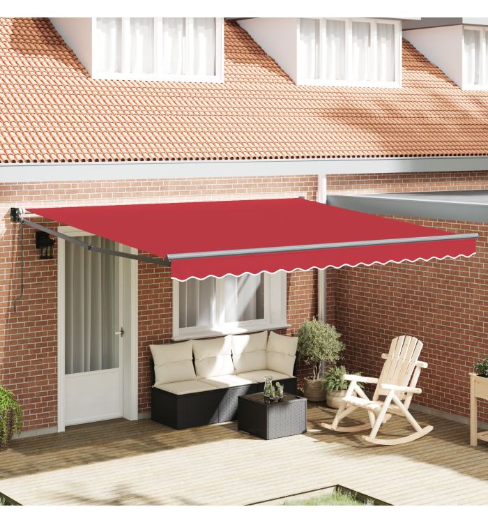Auvent Rétractable Automatique Rouge 400x300 cm, Tissu de Remplacement pour Auvent pour Cadre de 4x3 m Rouge | Mobilier & Déco