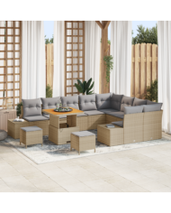 Ensemble de canapé de jardin 12 pièces avec coussins beige | Mobilier & Déco