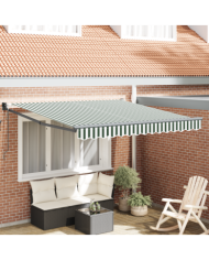 Store rétractable automatique vert et blanc 300x250 cm, Tissu de remplacement pour store pour cadre de 3x2.5 m vert et blanc |