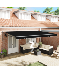 Auvent rétractable manuel noir 500x300 cm, Tissu de remplacement pour auvent pour cadre 5x3 m noir | Mobilier & Déco
