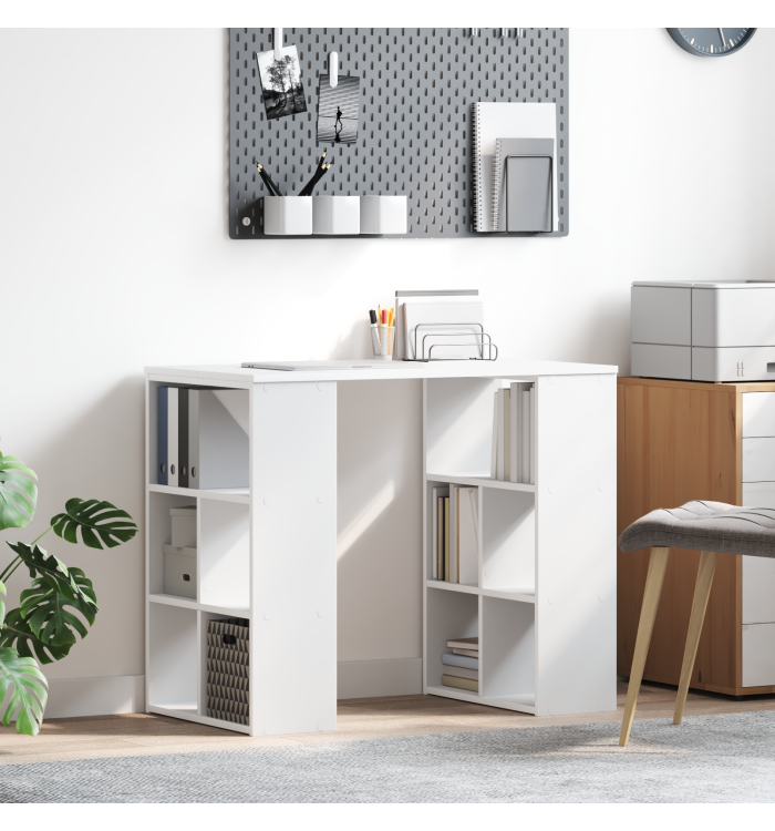 Bureau d'Angle Blanc Blanc MDF Moyen Rangement | Mobilier & Déco