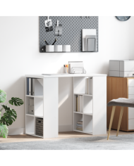 Bureau d'Angle Blanc Blanc MDF Moyen Rangement | Mobilier & Déco