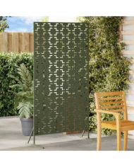 Panneau de clôture en métal Vert olive Grand Motif en croix | Mobilier & Déco