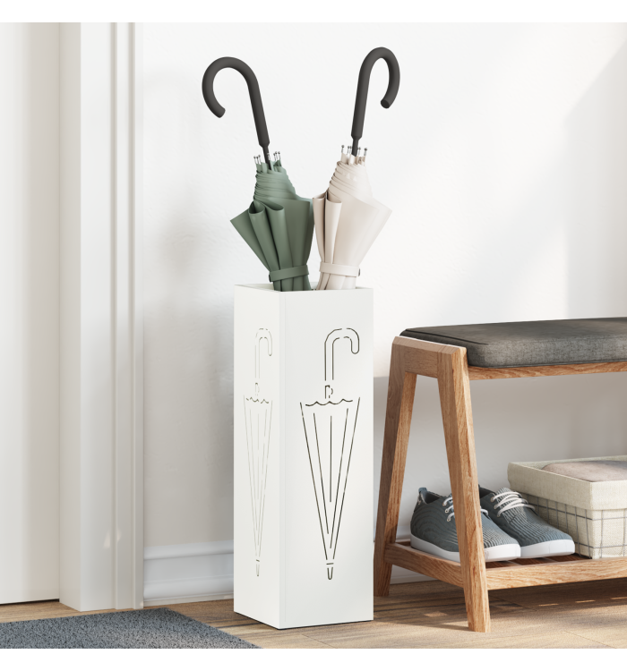 Porte-parapluie Blanc Métal Compact Porte-parapluie | Mobilier & Déco