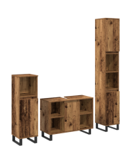 Ensemble de meubles de salle de bain 3 pièces en bois ancien | Mobilier & Déco