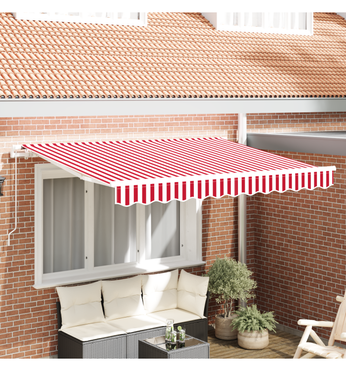 Tissu de remplacement d'auvent pour cadre de 3,5x2 m Rouge et Blanc | Mobilier & Déco