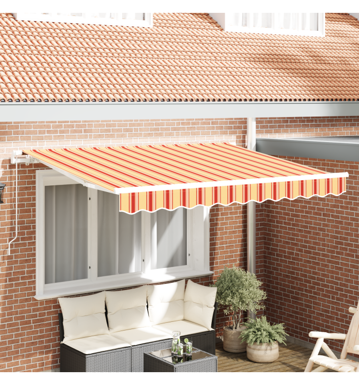 Tissu de Remplacement de Store pour Cadre de 3x2 m Rayé Multicolore | Mobilier & Déco