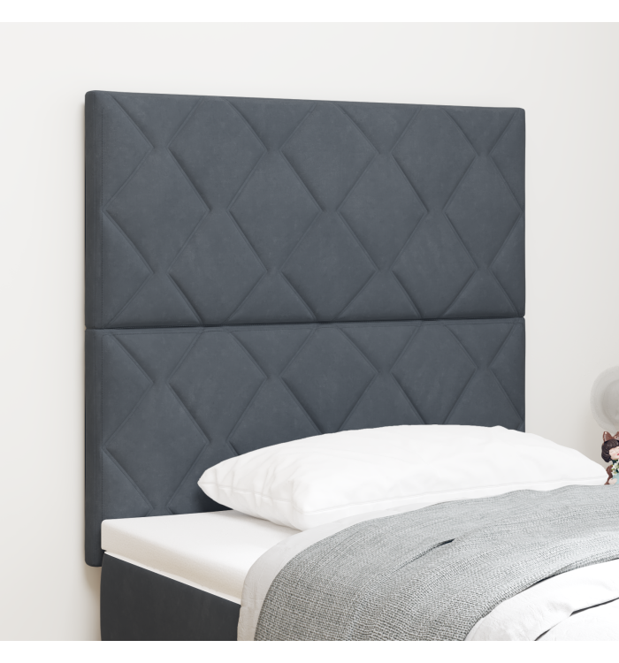 Tête de lit design blocs de diamant gris foncé 90 cm velours | Mobilier & Déco