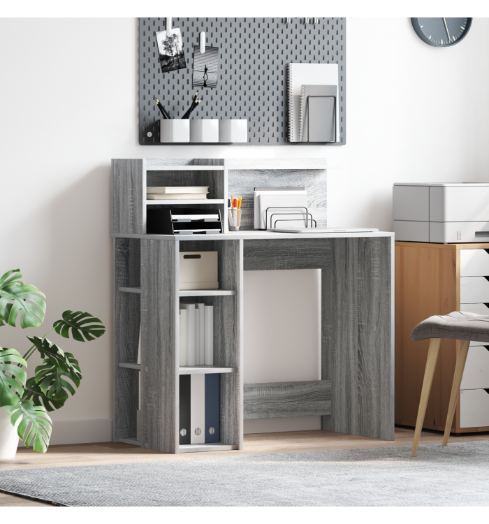 Bureau avec rangement Gris Sonama 90x48x101.5 cm Bois d'ingénierie | Mobilier & Déco
