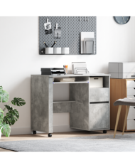 Bureau d'ordi gris béton Panneaux de particules Moyen Roues | Mobilier & Déco