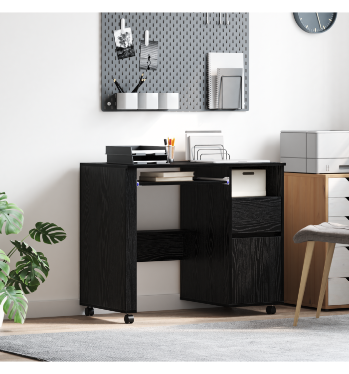 Bureau en chêne noir Chêne noir Bois d'ingénierie, Métal Moyen | Mobilier & Déco