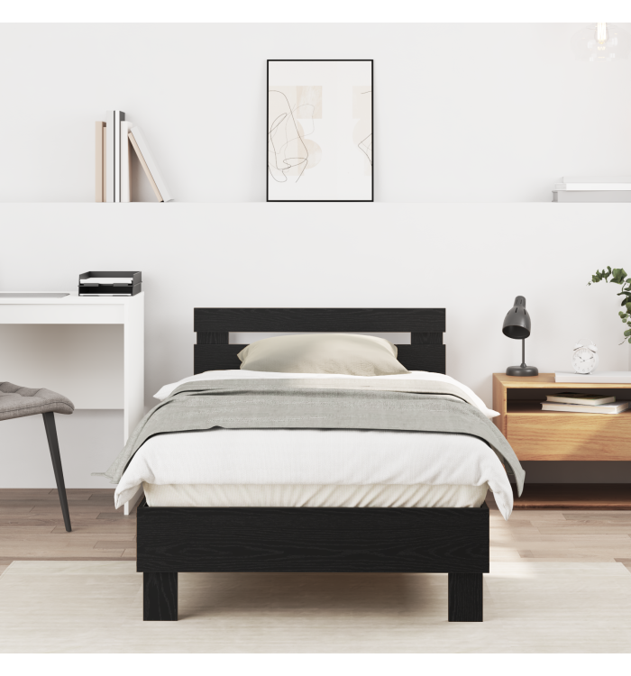 Lit en chêne noir Chêne noir Bois d'ingénierie 90 x 200 cm | Mobilier & Déco