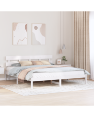 Cadre de lit en bois de pin blanc Blanc Bois de pin massif | Mobilier & Déco