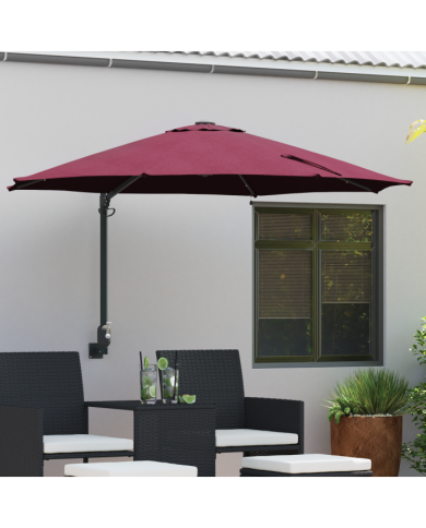 Parasol de jardin mural avec LEDs Rouge Bordeaux 248 cm | Mobilier & Déco
