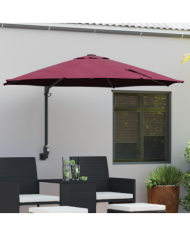 Parasol de jardin mural avec LEDs Rouge Bordeaux 248 cm | Mobilier & Déco
