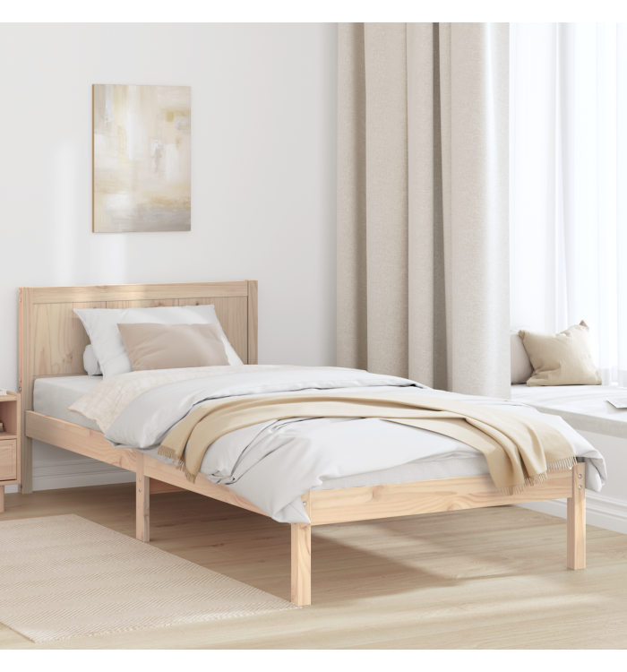 Cadre de lit en bois de pin Finition naturelle Bois de pin massif | Mobilier & Déco