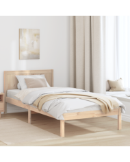 Cadre de lit en bois de pin Finition naturelle Bois de pin massif | Mobilier & Déco