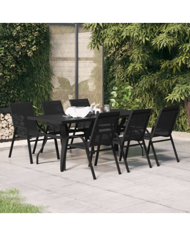Ensemble à manger de jardin 7 pcs Noir | Mobilier & Déco