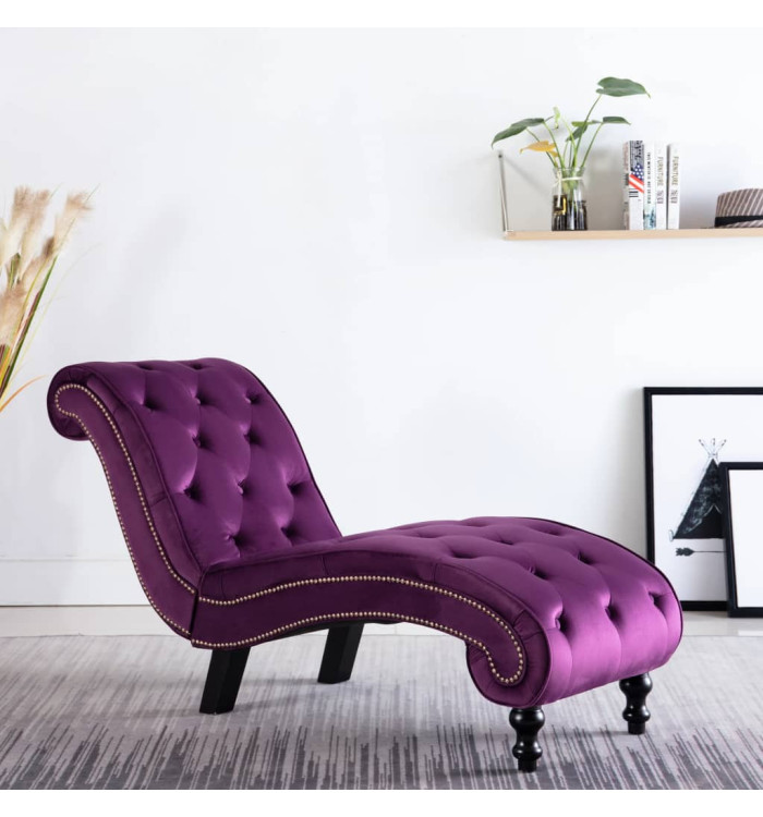 Chaise longue Velours Violet | Mobilier & Déco