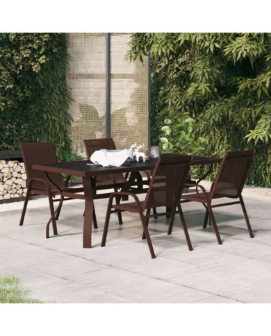 Ensemble à manger de jardin 5 pcs Marron et noir | Mobilier & Déco