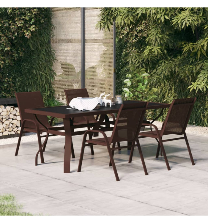 Ensemble à manger de jardin 5 pcs Marron et noir | Mobilier & Déco