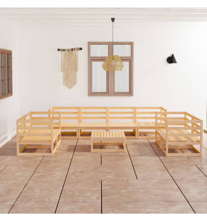 Salon de jardin 9 pcs Bois de pin massif | Mobilier & Déco