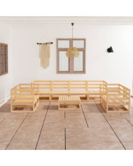 Salon de jardin 9 pcs Bois de pin massif | Mobilier & Déco