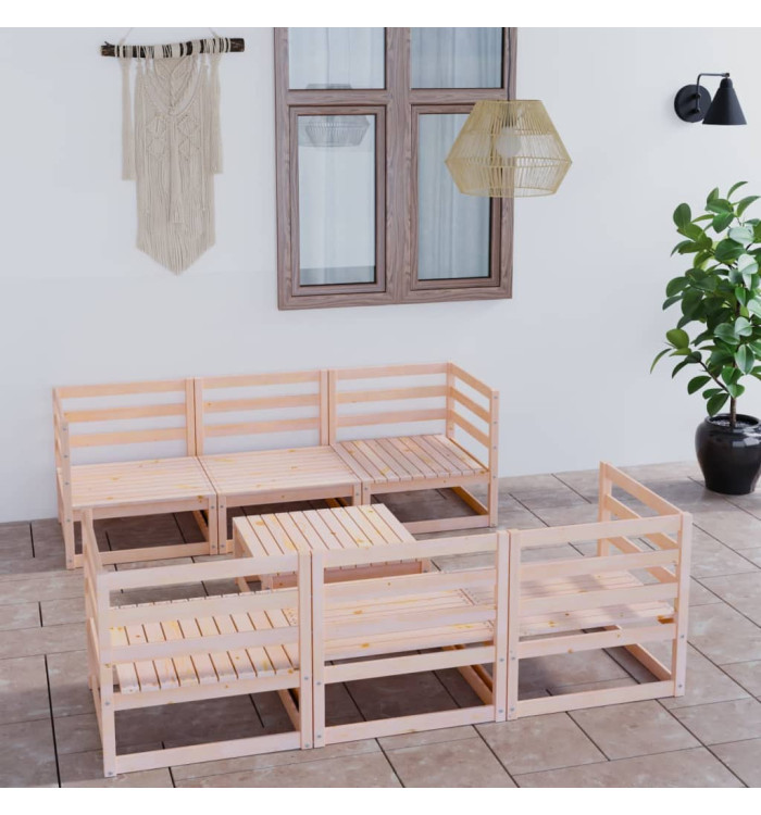 Salon de jardin 7 pcs bois de pin massif | Mobilier & Déco