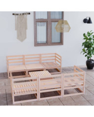 Salon de jardin 7 pcs bois de pin massif | Mobilier & Déco