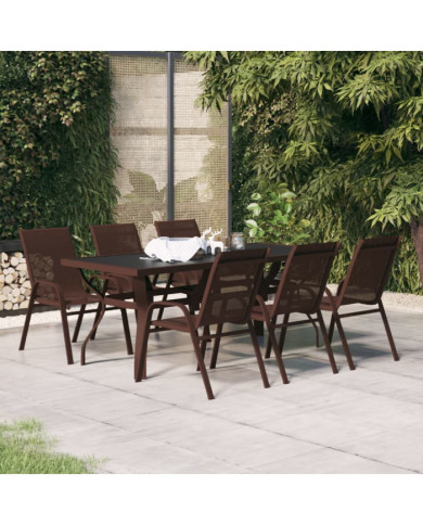 Ensemble à manger de jardin 7 pcs Marron et noir | Mobilier & Déco