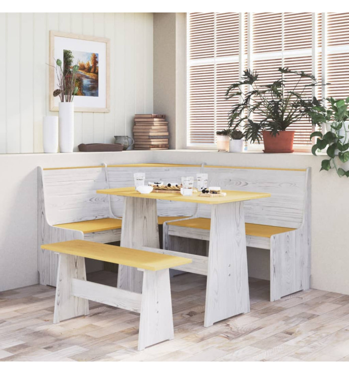 Ensemble à manger REINE 3 pcs marron miel blanc bois pin massif | Mobilier & Déco
