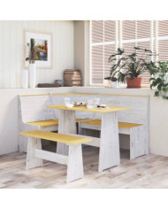 Ensemble à manger REINE 3 pcs marron miel blanc bois pin massif | Mobilier & Déco