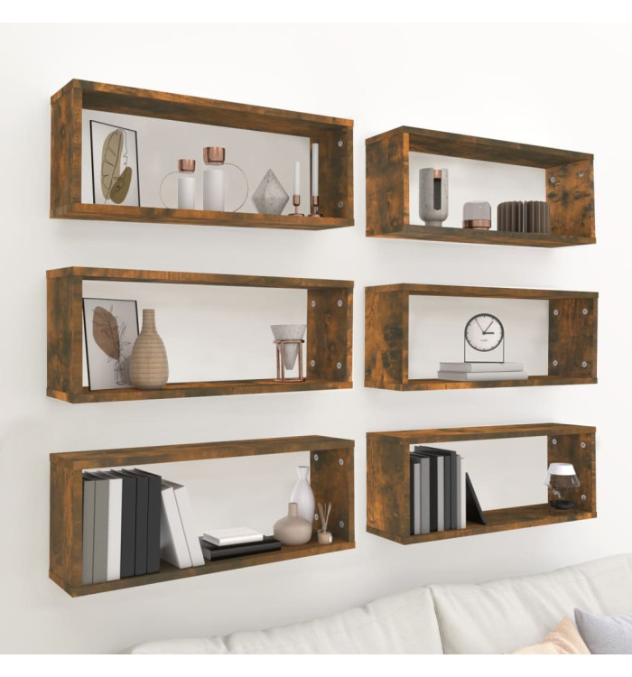 Étagères murales cube 6 pcs Chêne fumé 60x15x23 cm Bois | Mobilier & Déco