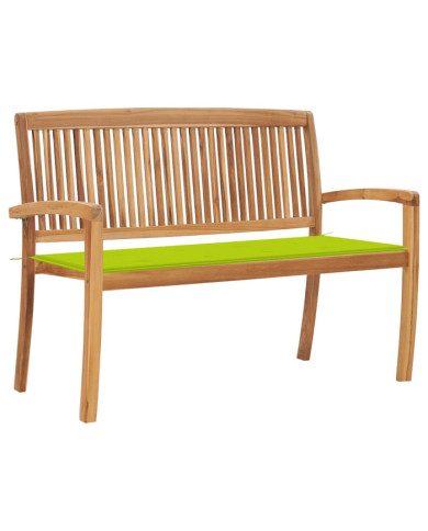 Banc de jardin empilable et coussin 128,5cm Bois de teck massif | Mobilier & Déco