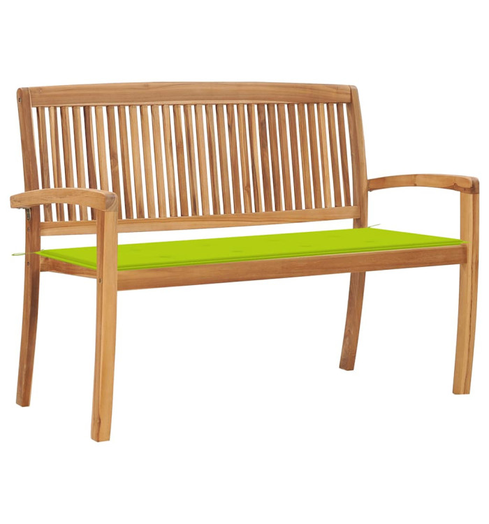 Banc de jardin empilable et coussin 128,5cm Bois de teck massif | Mobilier & Déco