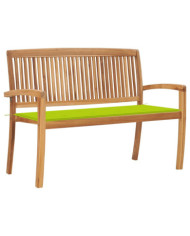 Banc de jardin empilable et coussin 128,5cm Bois de teck massif | Mobilier & Déco