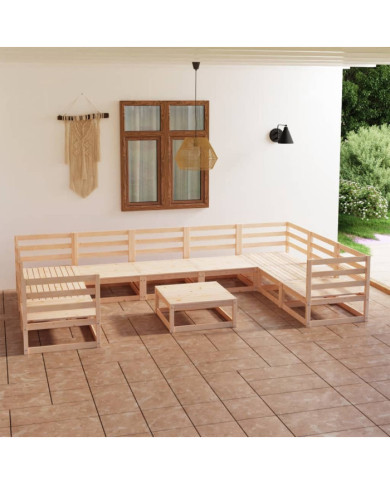 Salon de jardin 10 pcs bois de pin massif | Mobilier & Déco