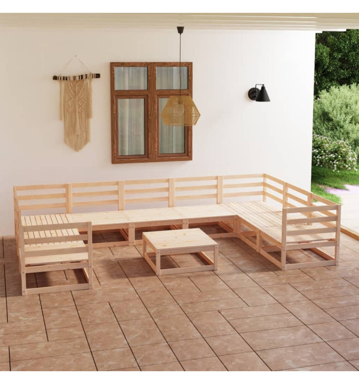 Salon de jardin 10 pcs bois de pin massif | Mobilier & Déco