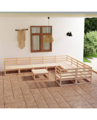 Salon de jardin 10 pcs bois de pin massif | Mobilier & Déco